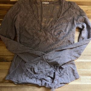 Free People Elegant Lace V-Neck Top - Purple